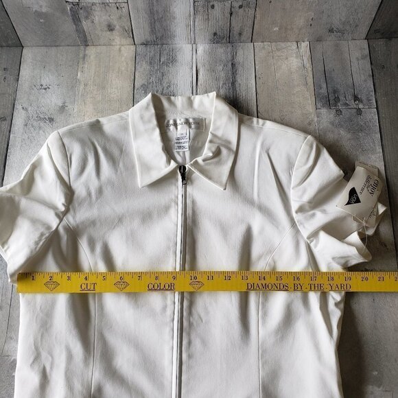 Unworn - Jones of New York Short Sleeve Lined Zip White Jacket - Size 14 - Picture 5 of 7